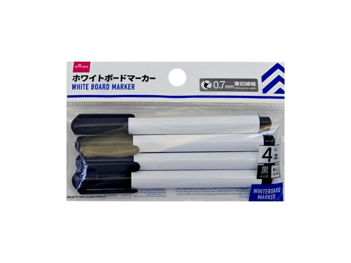 Daiso White Board Marker -Black - 4 pcs.- FrontPackage