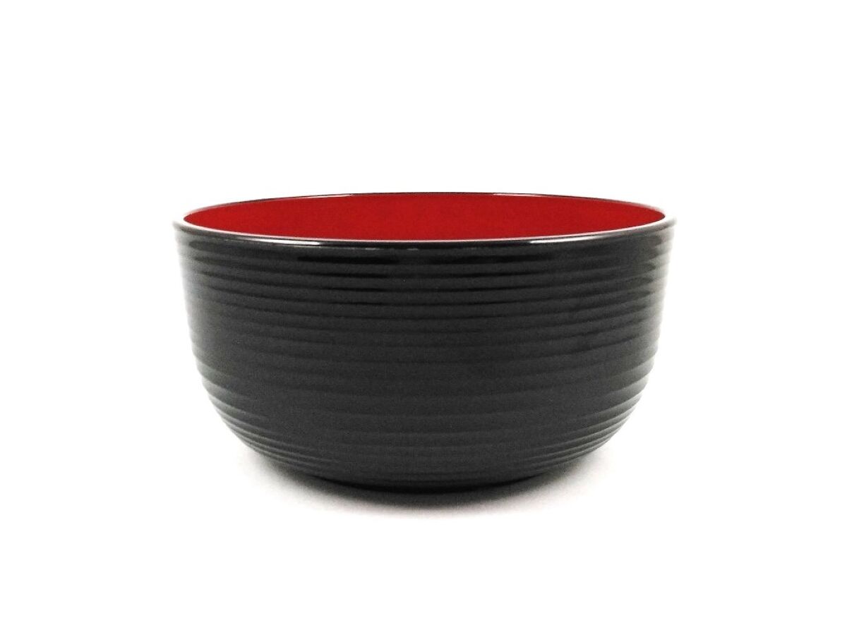 Daiso Aizunuri Rine Bowl Black inside red -Dishwasher safe- FrontPackage