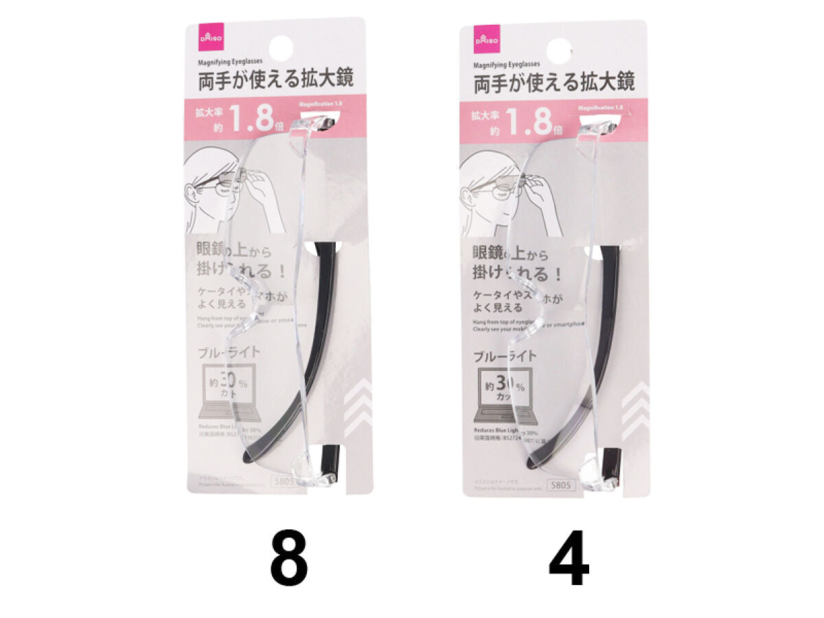 Daiso Magnifying Eyeglasses - Magnification 1.8times - Reduces Blue Light by 30pct- FrontPackage