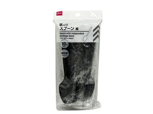 Daiso Spoon with independent package black 10pcs FrontPackage