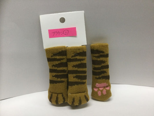 Daiso Chair Leg Socks(Slim-type,Cat Foot shape,Brown) FrontPackage