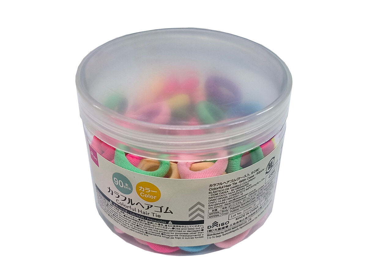 Daiso Colorful Hair Tie -With Case - 90pcs.- FrontPackage