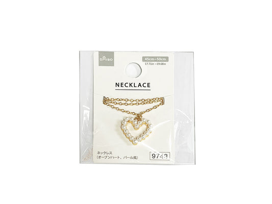 Daiso Necklace - Open Heart - Imitation Pearl - FrontPackage