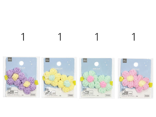Daiso Hair Clip - Yarn Flower - 2pcs. - FrontPackage