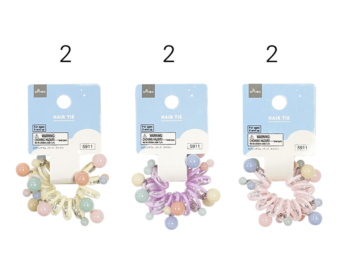 Daiso Spring Hair Tie - Pop - Colorful - FrontPackage
