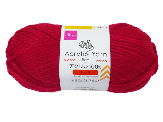 Daiso Acrylic Yarn - A5 - Red - FrontPackage