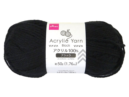Daiso Acrylic Yarn - A6 - Black - FrontPackage