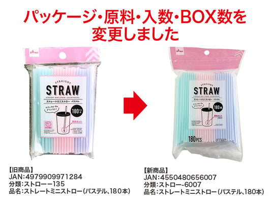 Daiso STRAIGHT MINI STRAW -COLOR: PASTEL - 180PCS.- FrontPackage