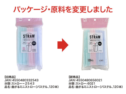 Daiso FLEXIBLE MINI STRAW -COLOR: PASTEL - 120PCS.- FrontPackage