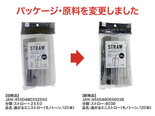 Daiso Flexible Mini Straw -Monochrome - 120 pcs.- FrontPackage