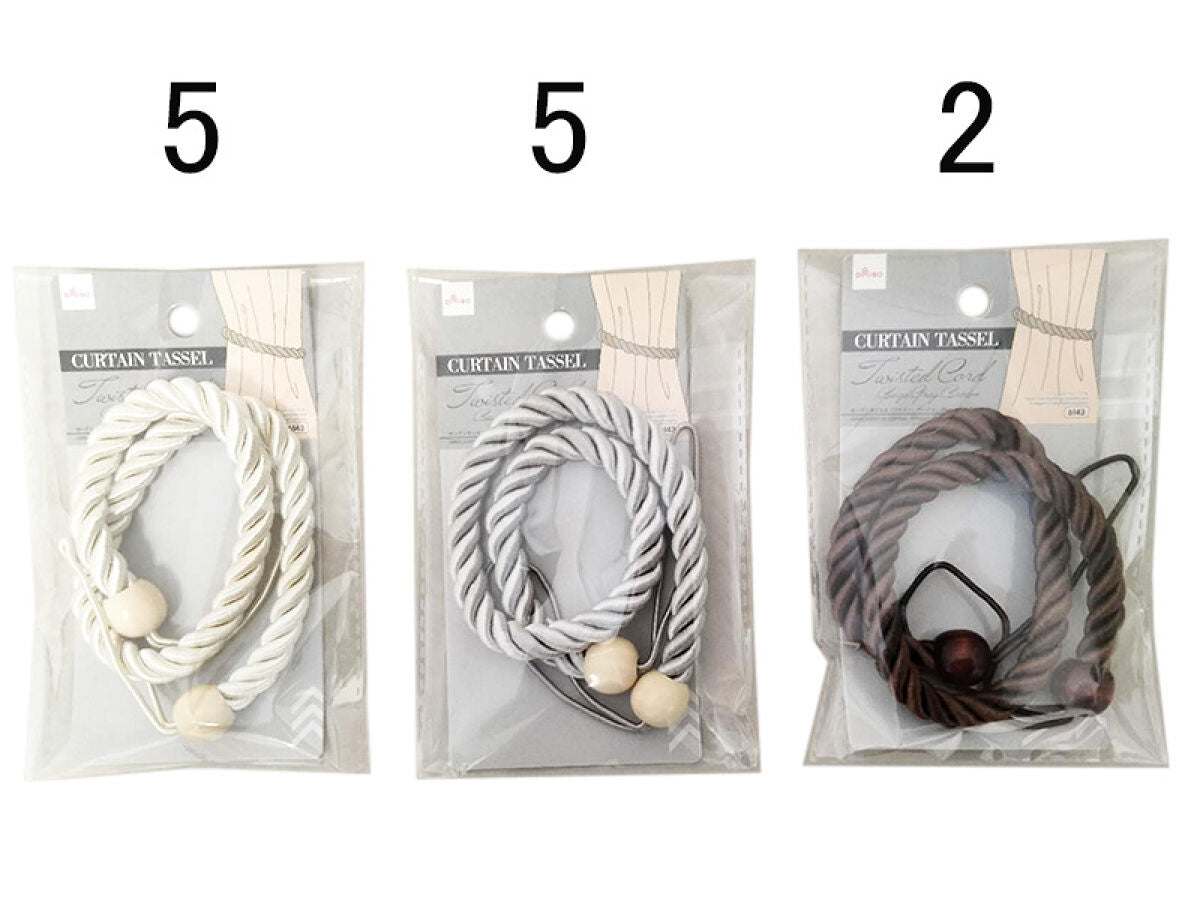 Daiso Curtain Tassels (Twisted Cord,Beige,Gray,Brown) FrontPackage