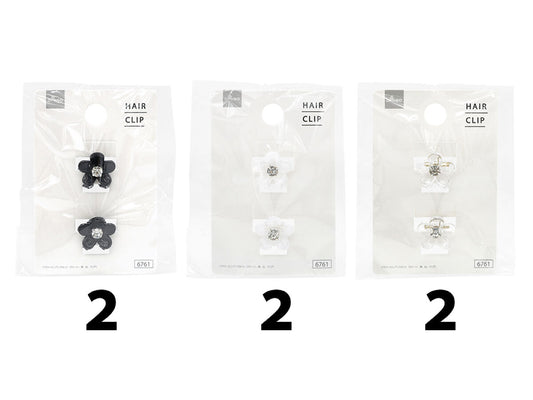 Daiso Flower mini Claw clip set Stone, Black, White, Clear FrontPackage