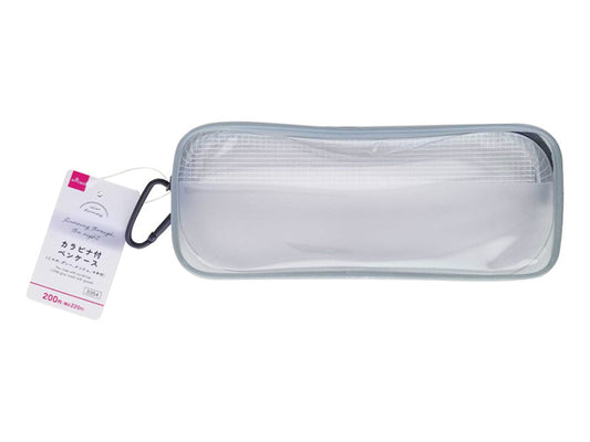 Daiso Pen case with carabiner -CHM gray mesh with gusset- FrontPackage