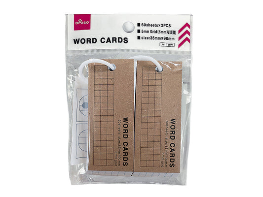 Daiso Word cards 5mm grid  60 sheets 2 pcs FrontPackage