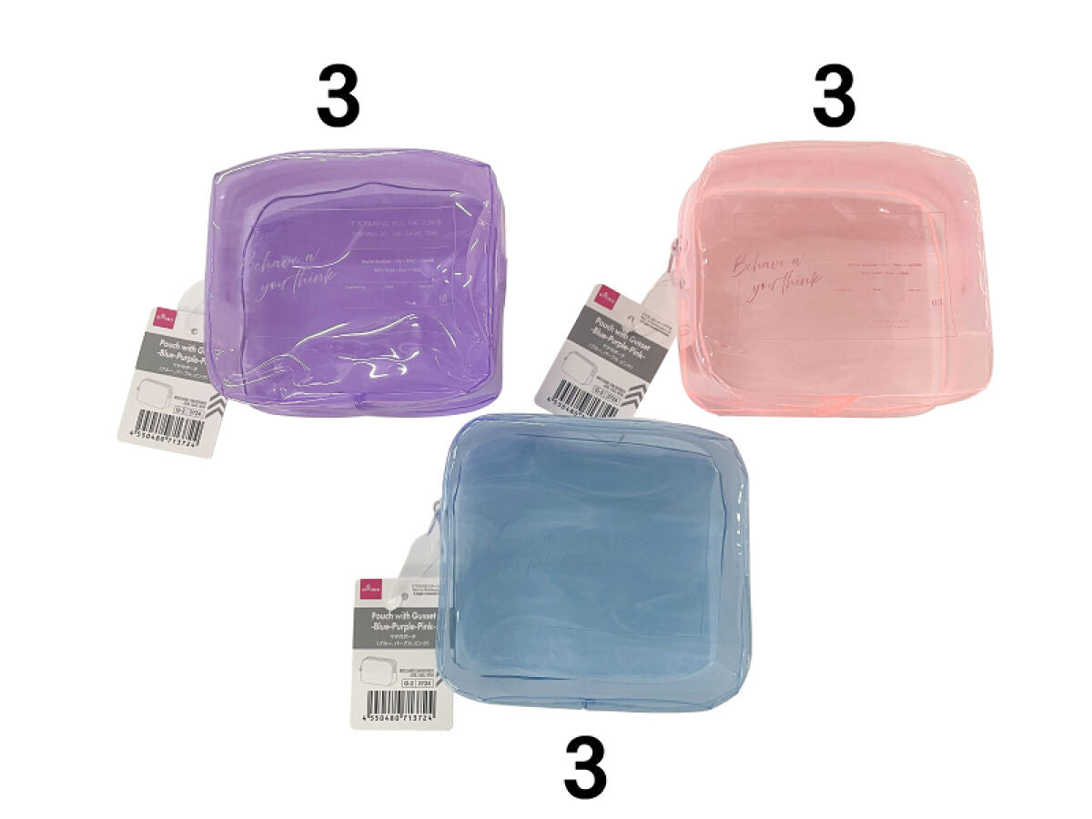 Daiso Pouch with Gusset-Blue-Purple-Pink- FrontPackage