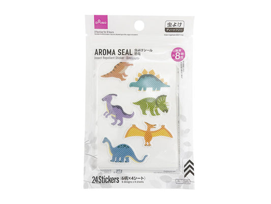 Daiso Insect Repellent Sticker -Dinosaurs - 24 Stickers- FrontPackage