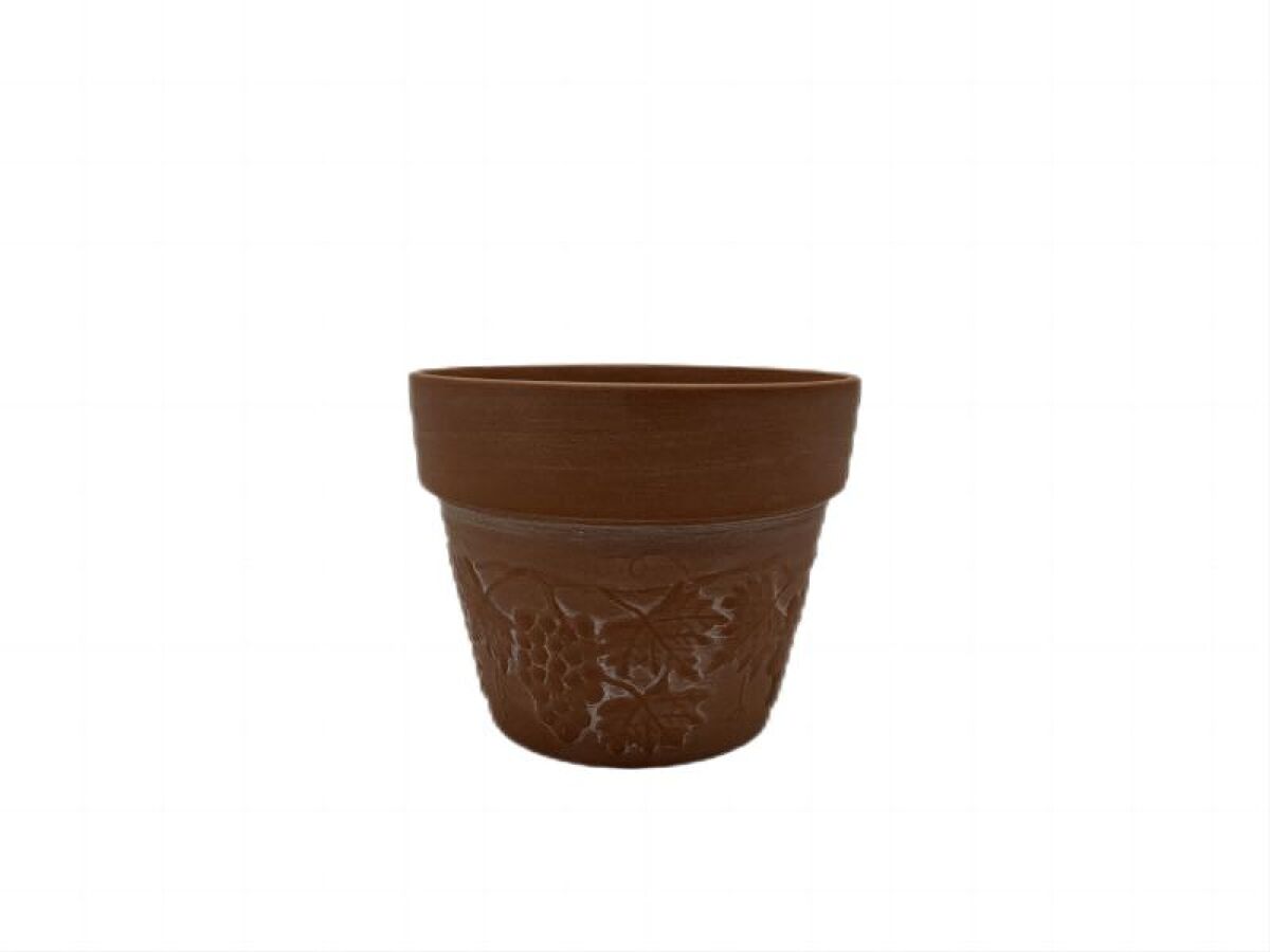 Daiso Unglazed Terracotta Plant Pot -Ivy Pattern- FrontPackage