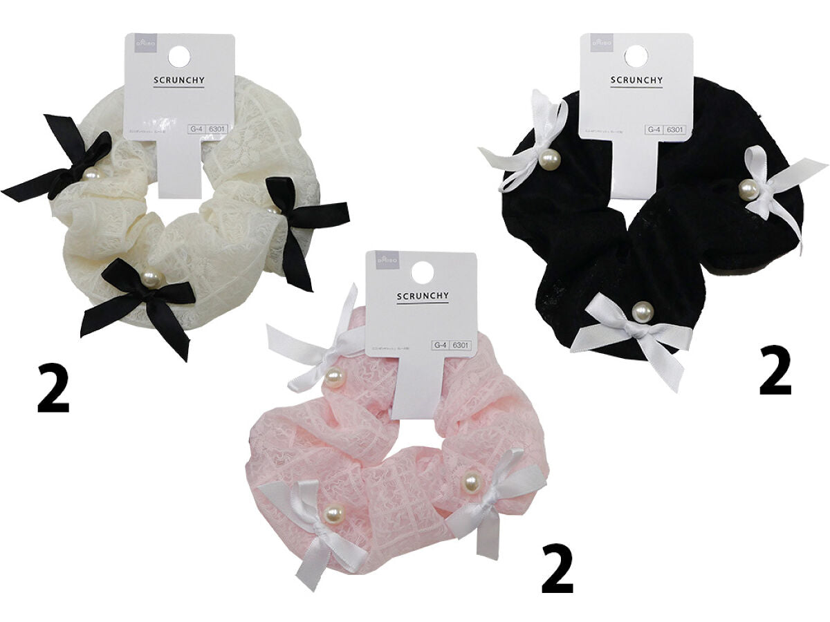 Daiso Scrunchie with mini ribbon Lace style FrontPackage