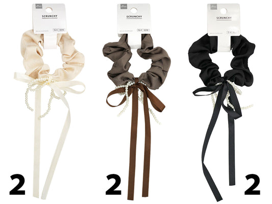 Daiso Ribbon scrunchie Fake pearl ribbon FrontPackage