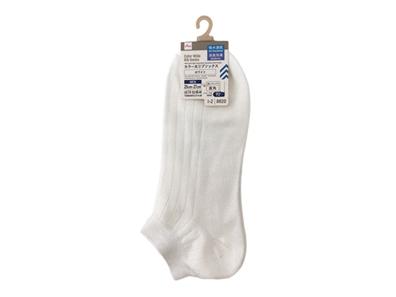 Daiso Color Wide Rib Socks(White,Heel Right Angle,Water Absorption Quick Drying) FrontPackage