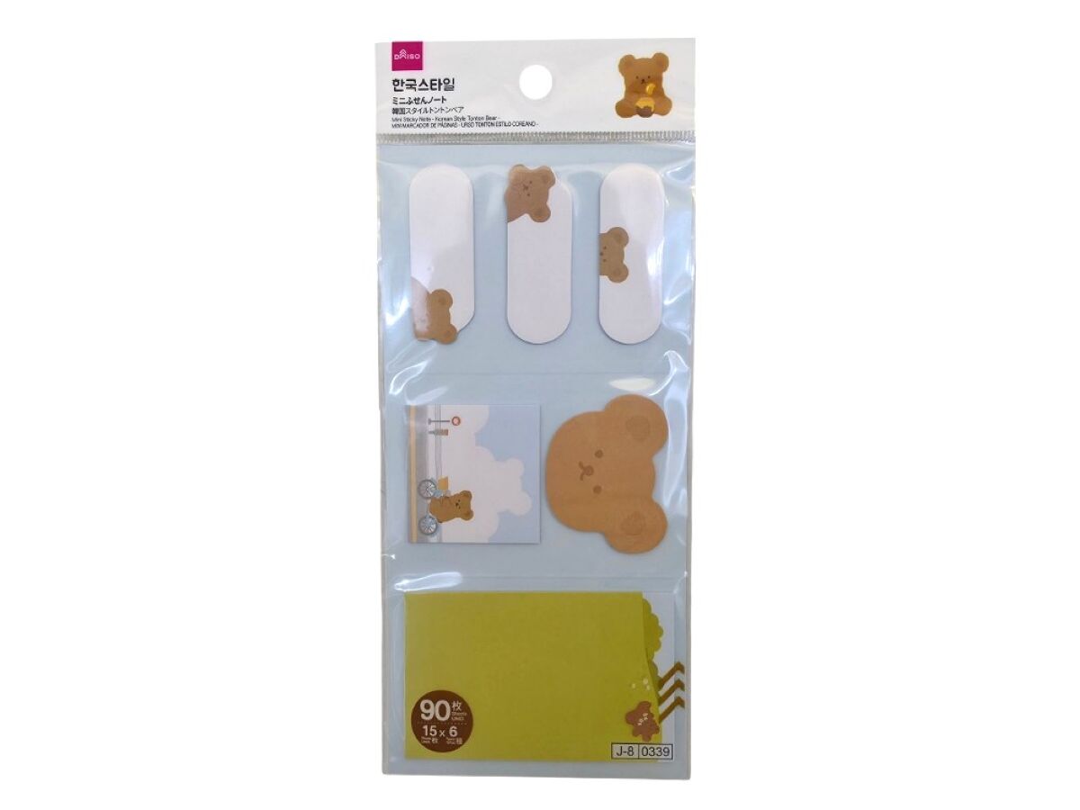 Daiso Mini Sticky Note - Korean Style Tonton Bear - 15 Sheets - 6 Types FrontPackage