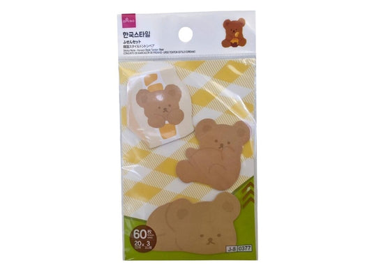 Sticky Note - Korean Style Tonton Bear - 20 Sheets - 3 Types
