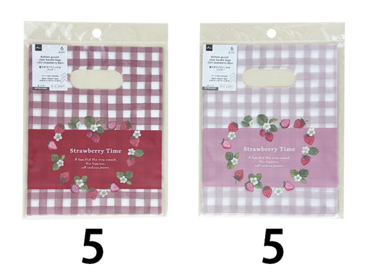 Daiso Bottom gusset clear handle bags -CGV strawberry 6pcs- FrontPackage