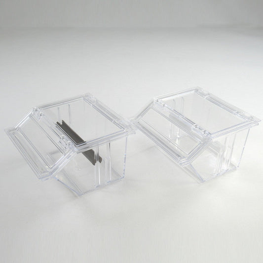 Stackable masking tape case with tape cutter