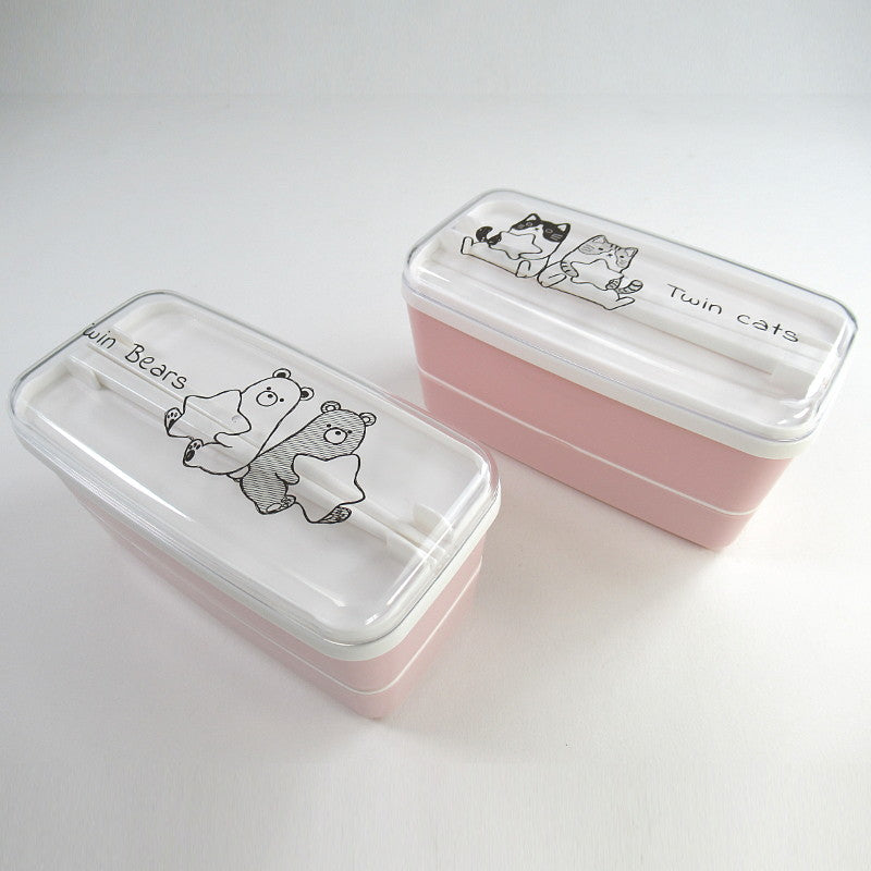 Daiso Print 2-Tier lunch box with chopsticks FrontPackage