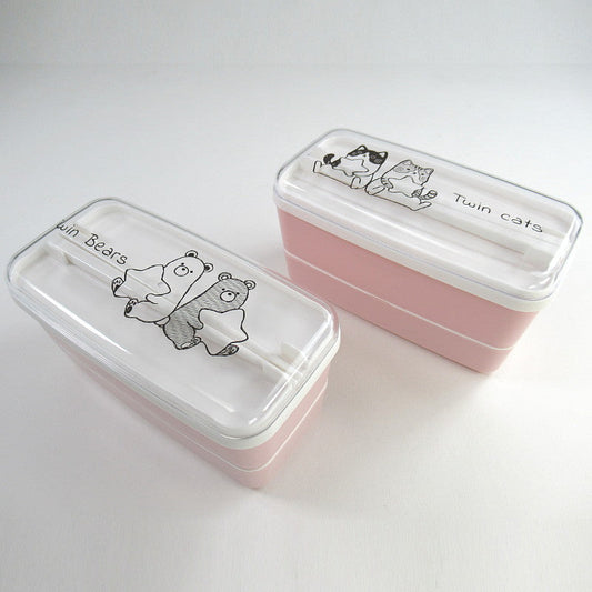 Print 2-Tier lunch box with chopsticks