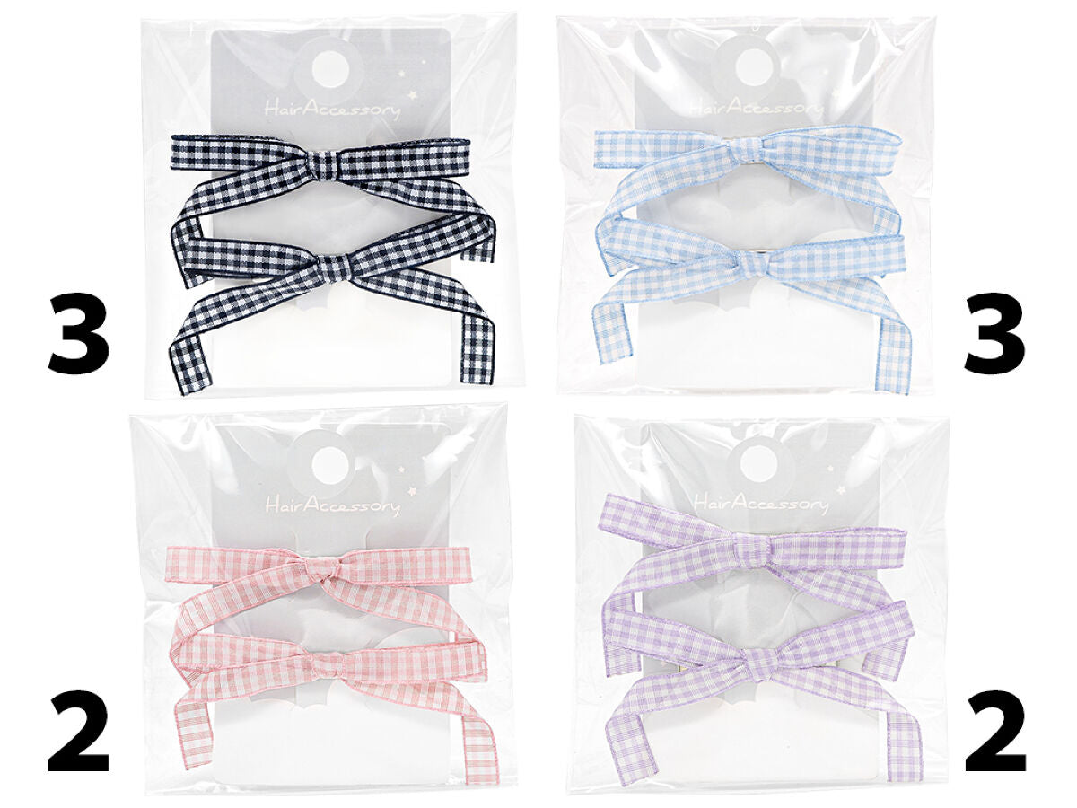 Daiso Hair clip Ribbon Gingham check FrontPackage