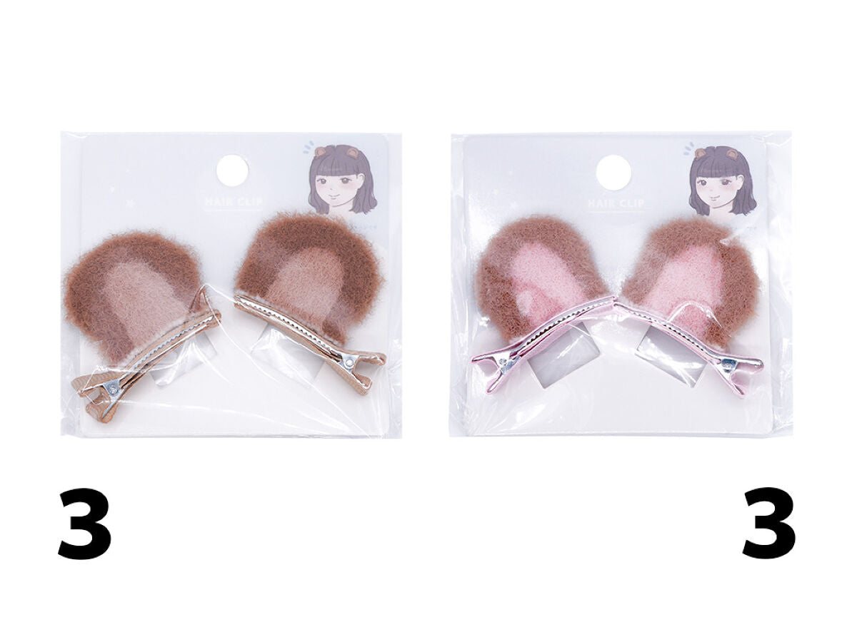 Daiso Bear ear Hair clip Stand Brown type FrontPackage