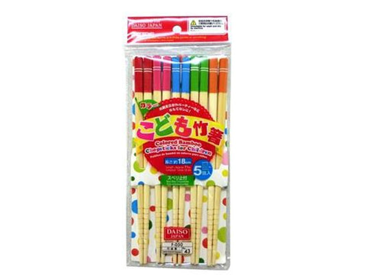 Daiso Colored Bamboo Chopsticks for Children 5P FrontPackage