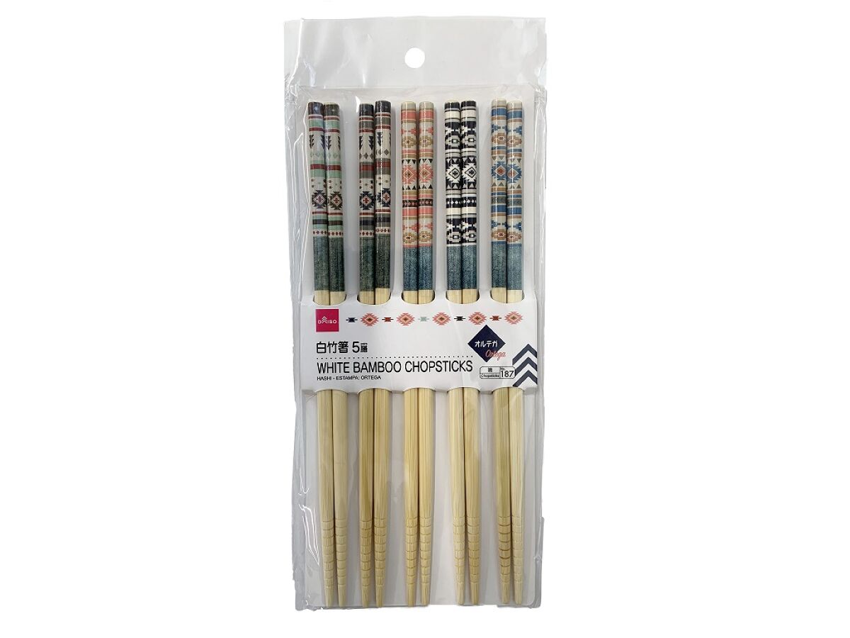 Daiso white bamboo chopsticks 5pairs ortega FrontPackage