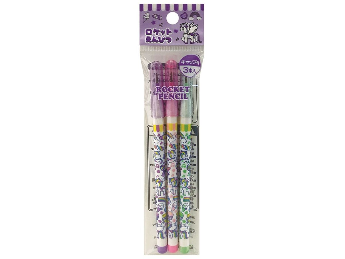 Daiso Rocket pencil 3 piece set girls FrontPackage