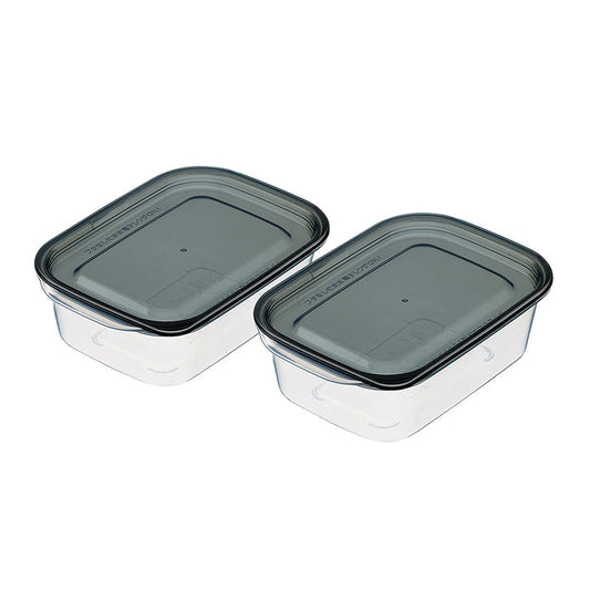 Daiso Plastic Food Pack - Square - 2 pcs.- Set - Clear Black - FrontPackage