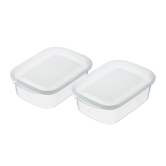 Daiso Plastic Food Pack - Square - 2 pcs.- Set - Clear White - FrontPackage