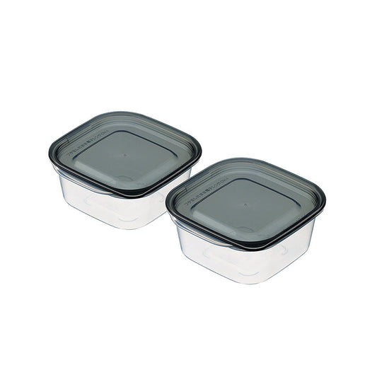 Daiso Plastic Food Pack Square - 2 pcs. Set - Clear Black- FrontPackage