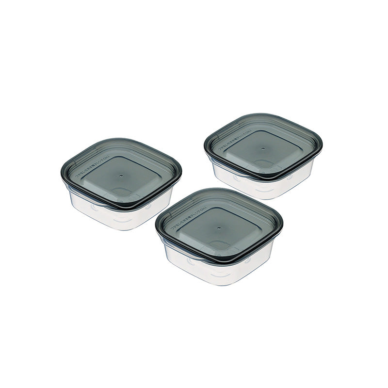 Daiso Plastic Food Pack Square - Clear Black - 3 pcs. - FrontPackage