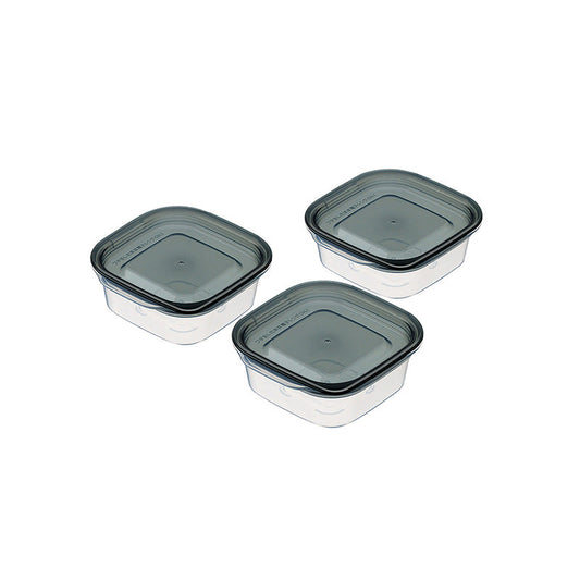 Daiso Plastic Food Pack Square - Clear Black - 3 pcs. - FrontPackage