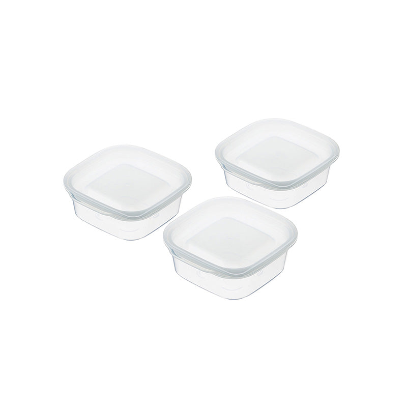 Daiso Plastic Food Pack Square - Clear White - 3 pcs. - FrontPackage