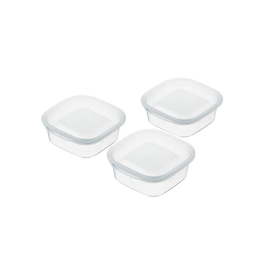 Daiso Plastic Food Pack Square - Clear White - 3 pcs. - FrontPackage