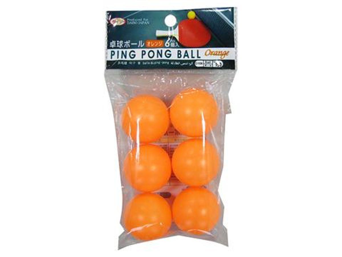 Daiso PING PONG BALL ORANGE COLOR 6pcs FrontPackage