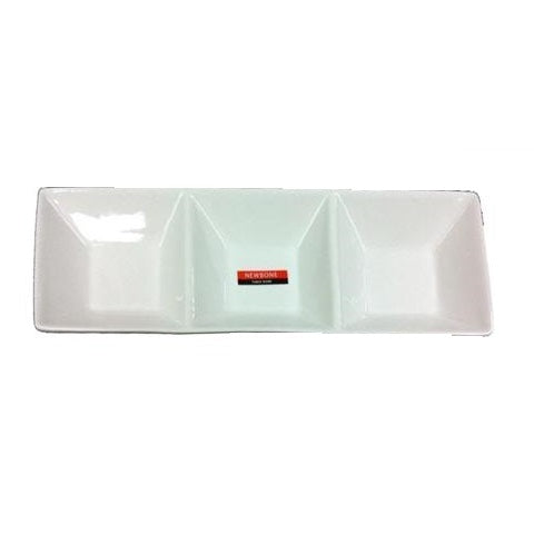 Porcelain 3 Section Plate,  2.95 x 9.05 x 0.86 in