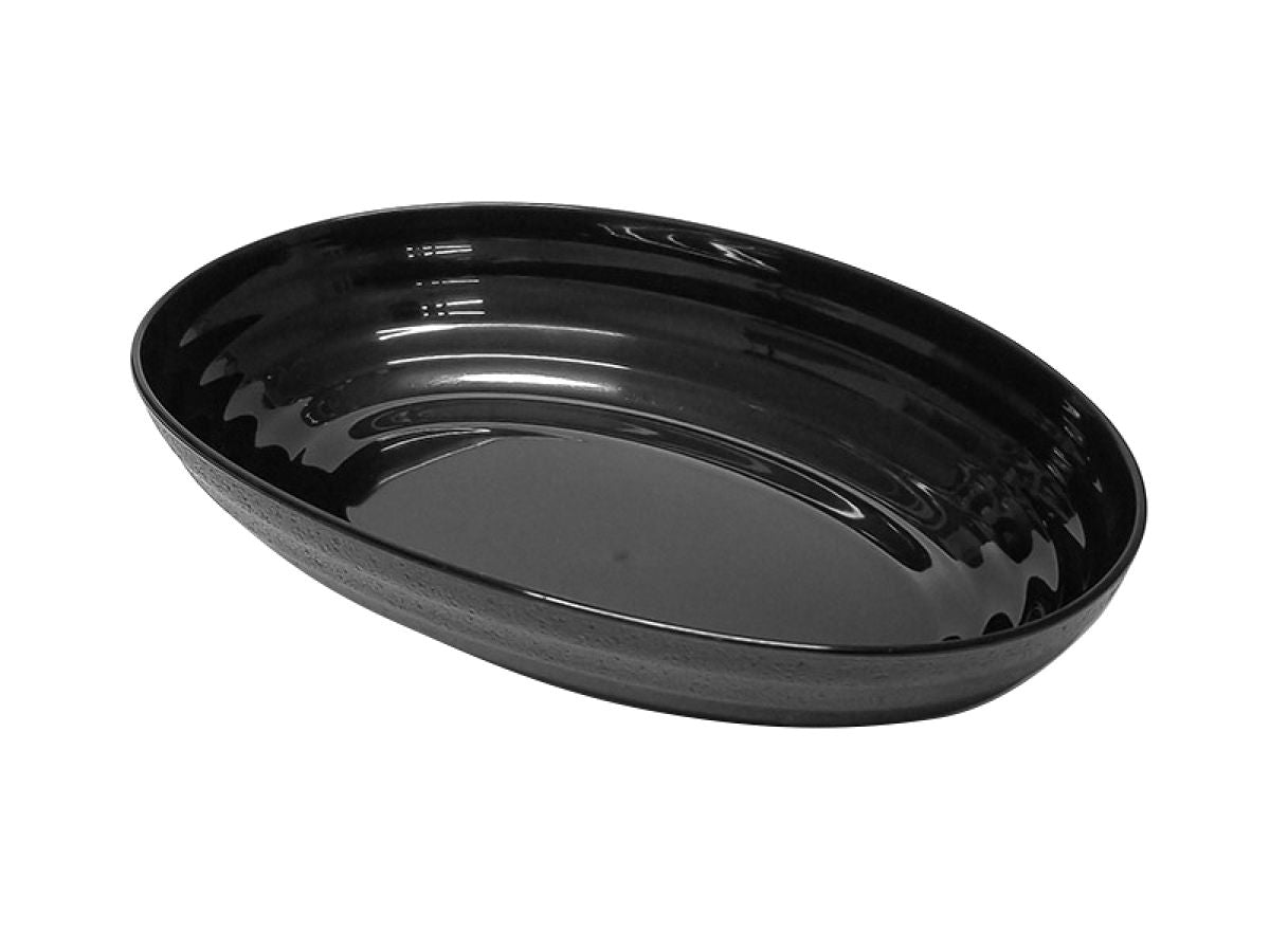 Daiso Wanami Dish for Microwave Oval Plate -Black- FrontPackage