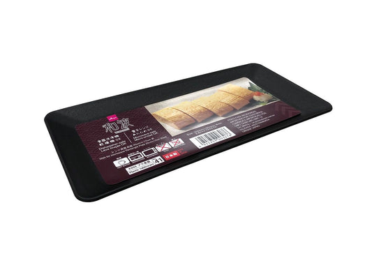 Daiso Wanami Dish for Microwave -Rectangle Plate - Black- FrontPackage