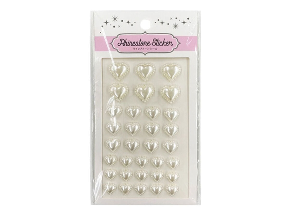 Daiso Rhinestone Seal Design Pearl Heart White LSS-127 FrontPackage