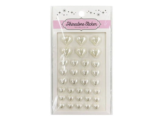 Daiso Rhinestone Seal Design Pearl Heart White LSS-127 FrontPackage