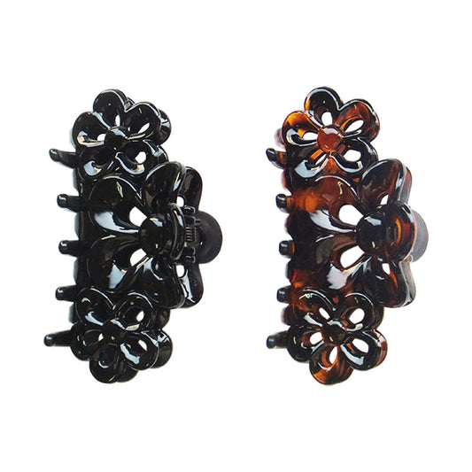 Daiso flower clip black tortoiseshell tone FrontPackage