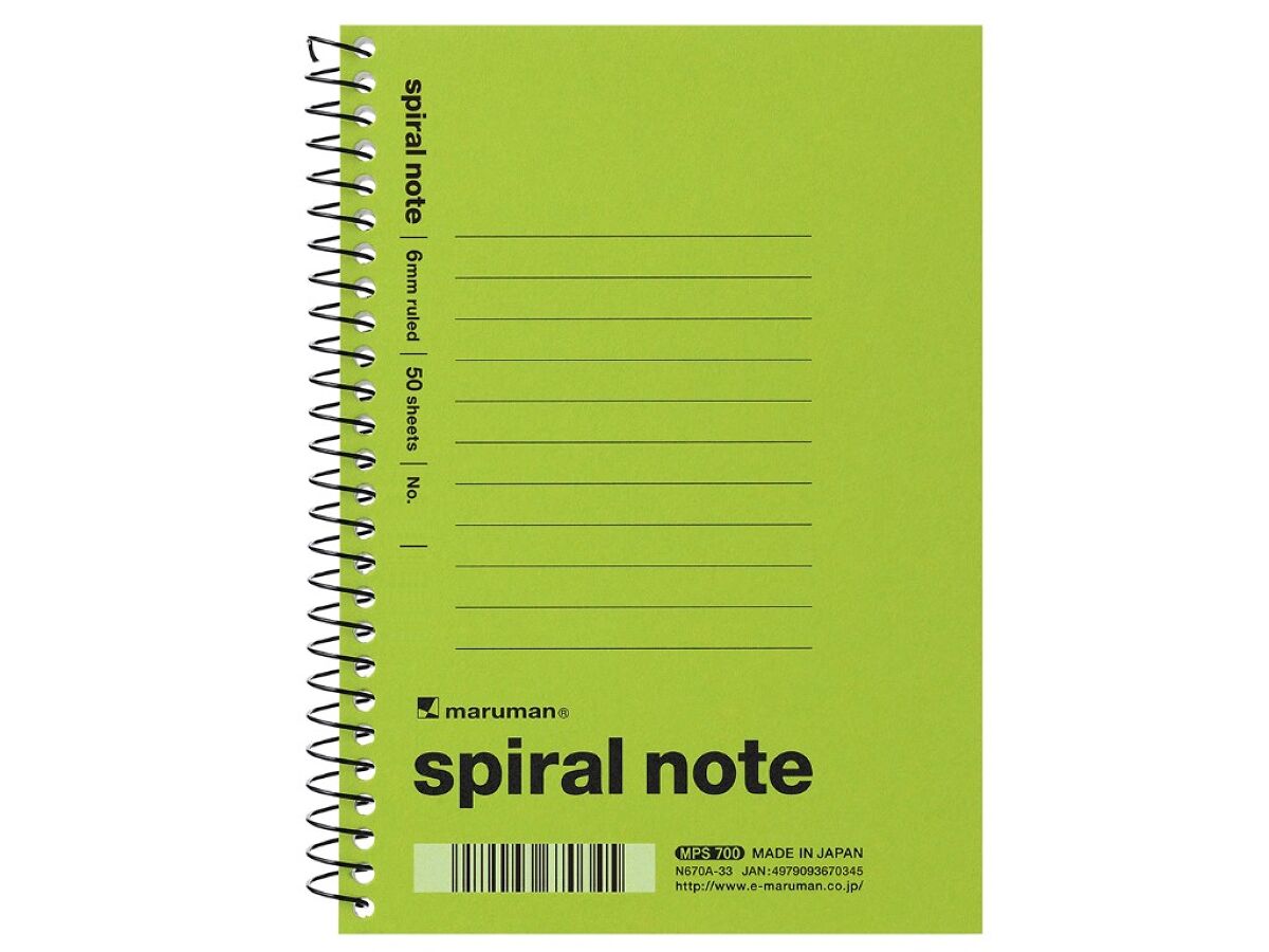 Daiso A6 spiral note 6mm-ruled light green FrontPackage